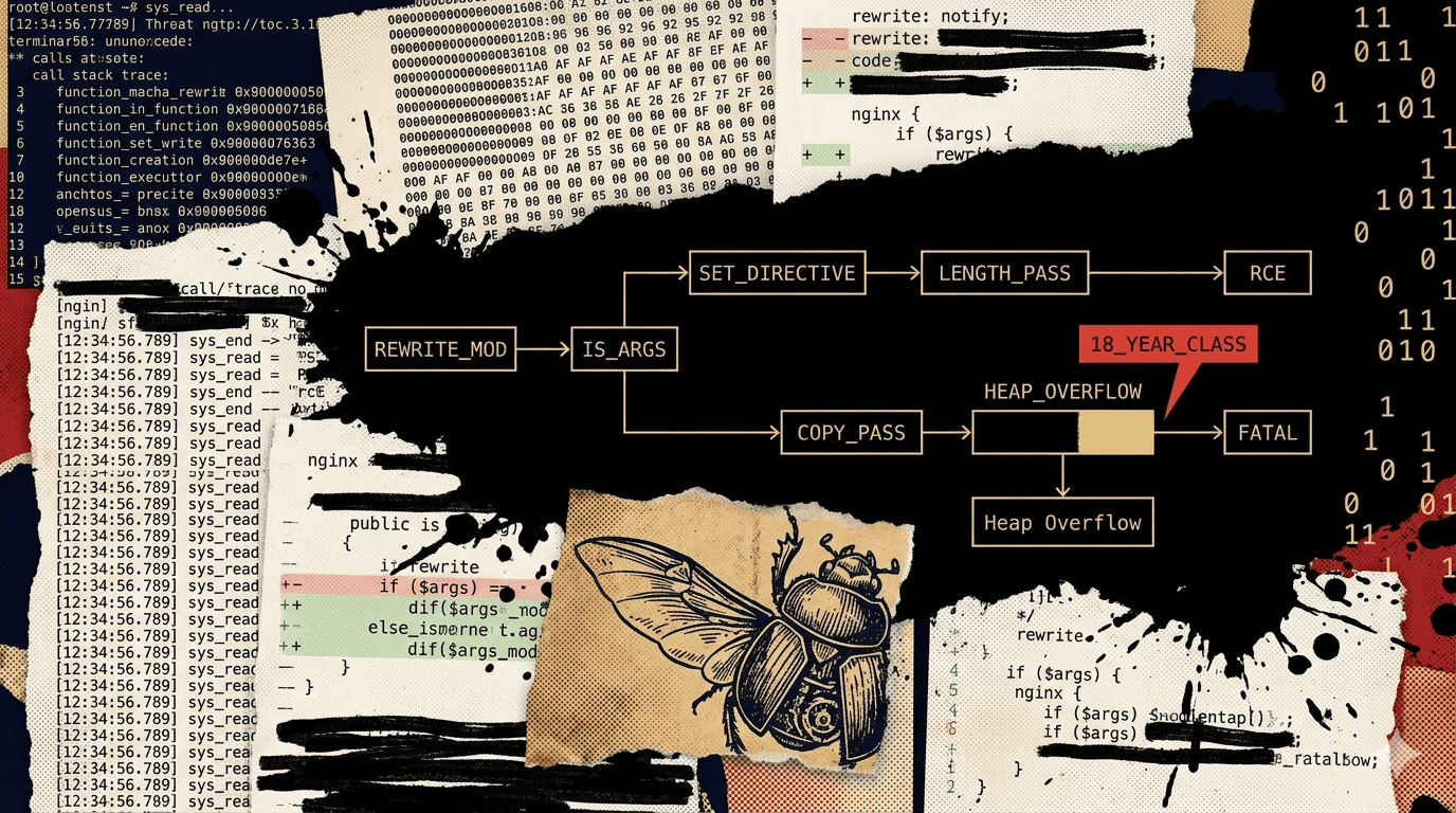 CVE-2026-42945: NGINX heap buffer overflow in rewrite + set directive chain enables RCE — 18-year-old bug class