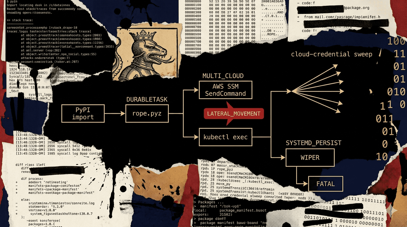durabletask PyPI (TeamPCP/Mini Shai-Hulud): multi-cloud credential stealer with lateral movement and conditional wiper